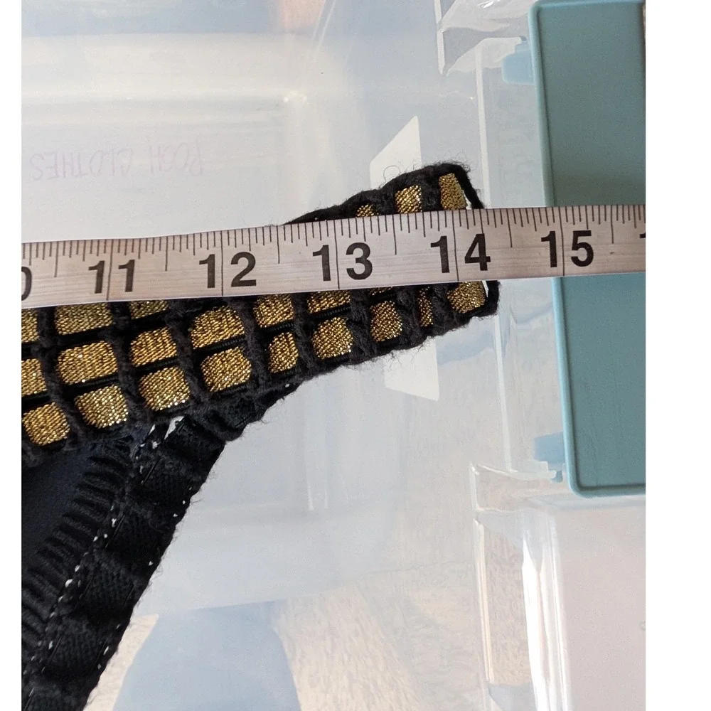 Kiini Chacha Bikini Set Women S Black Gold Crochet Trim Triangle Boho Festival - Picture 11 of 16